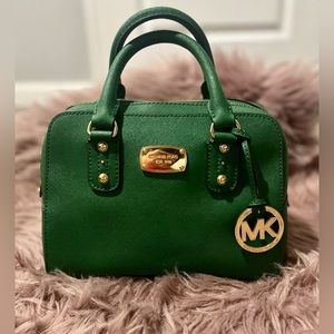 MICHAEL KORS Dome green saffiano leather satchel shoulder bag